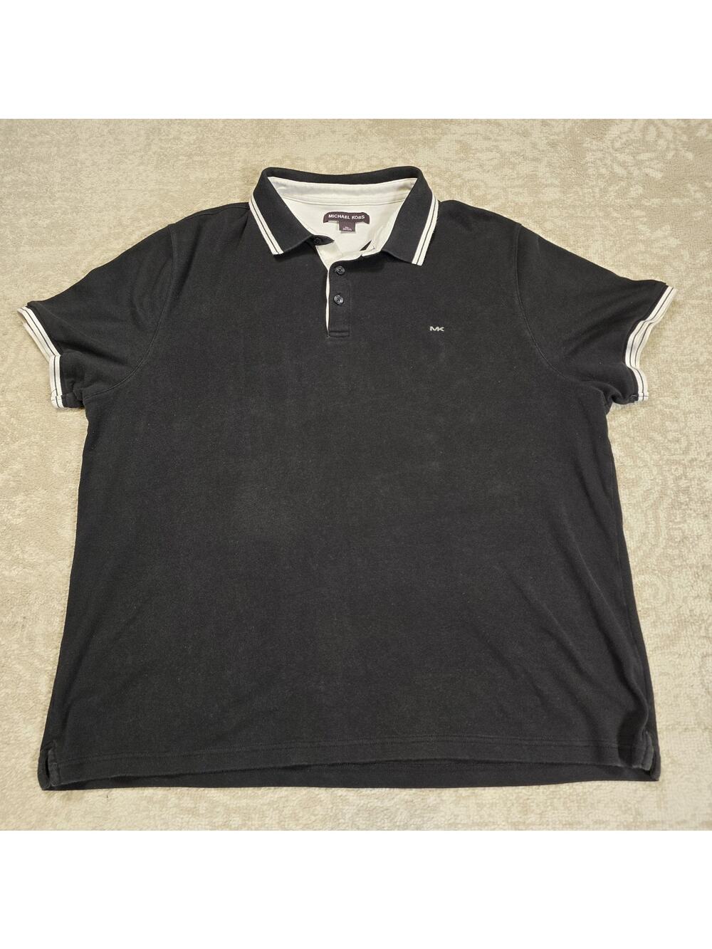 Mens Black Michael Kors Polo Shirt Short Sleeve Collared 100% Cotton XL